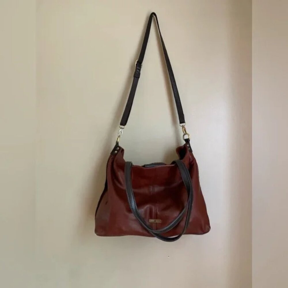 Lucky Brand Large Tote/crossbody, leather bohemian bag hippie distressed purse